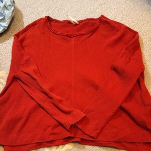 Anthropologie Vibrant Red Waffle Knit Top